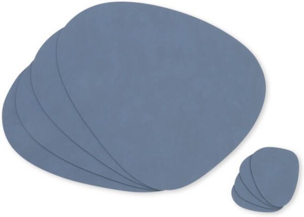 LIND DNA Nupo Curve Placemats 4 st. + Onderzetters 4 st. Dark Blue