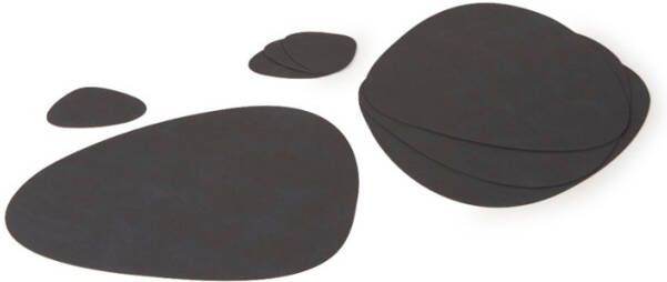 LIND DNA Giftset Curve L placemat en onderzetter van gerecycled leer set van 8