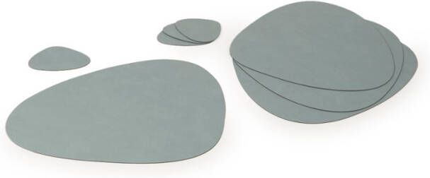 LIND DNA Giftset Curve L placemat en onderzetter van gerecycled leer set van 8
