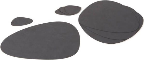 LIND DNA Giftset Curve placemat en onderzetter van gerecycled leer set van 8