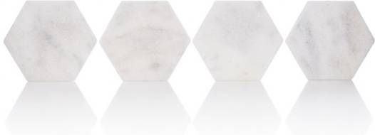 Stoned Hexagon onderzetter van marmer set van 4