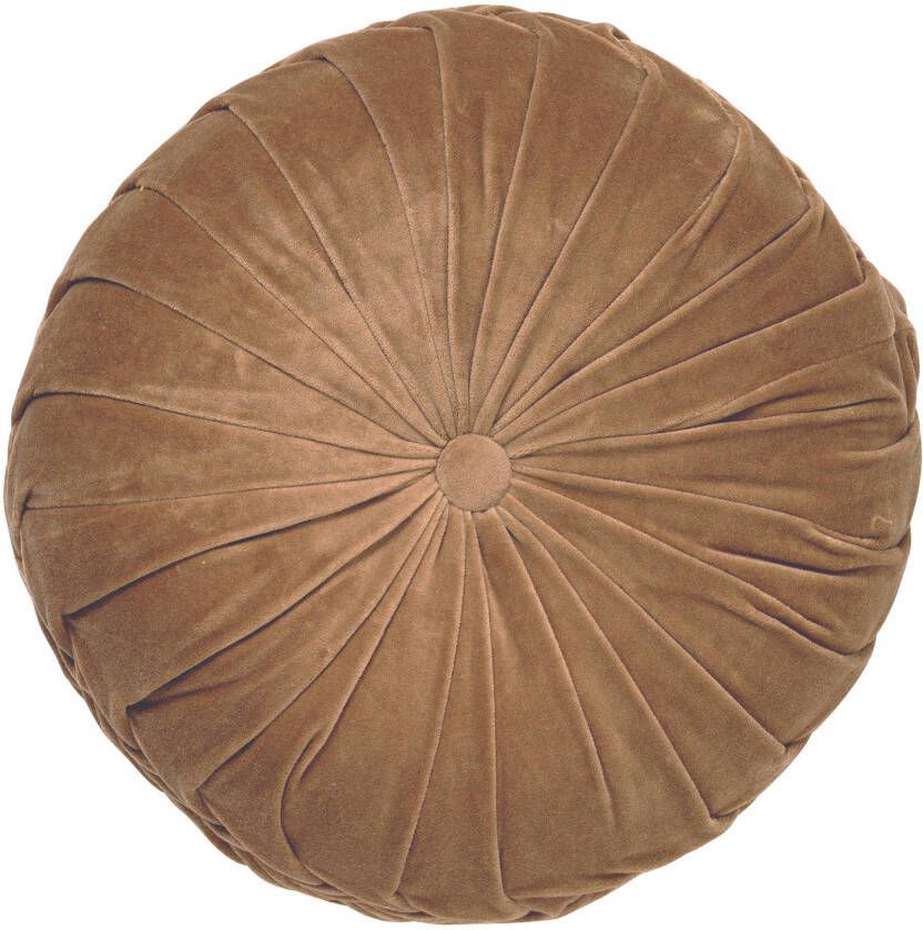 Dutch Decor KAJA Sierkussen rond velvet Tobacco Brown 40 cm