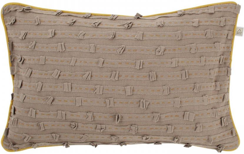 Dutch Decor Molta Kussenhoes 30x50 Cm Taupe En Oker 100% Katoen