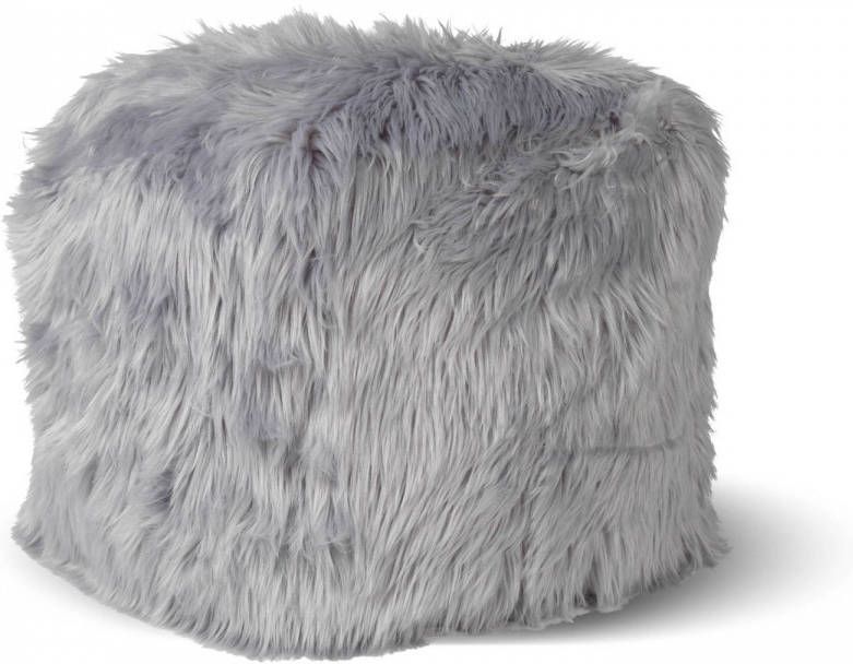 Dutch Decor Sheep Vierkante Fluffy Poef Lichtgrijs 40x40x40 Cm