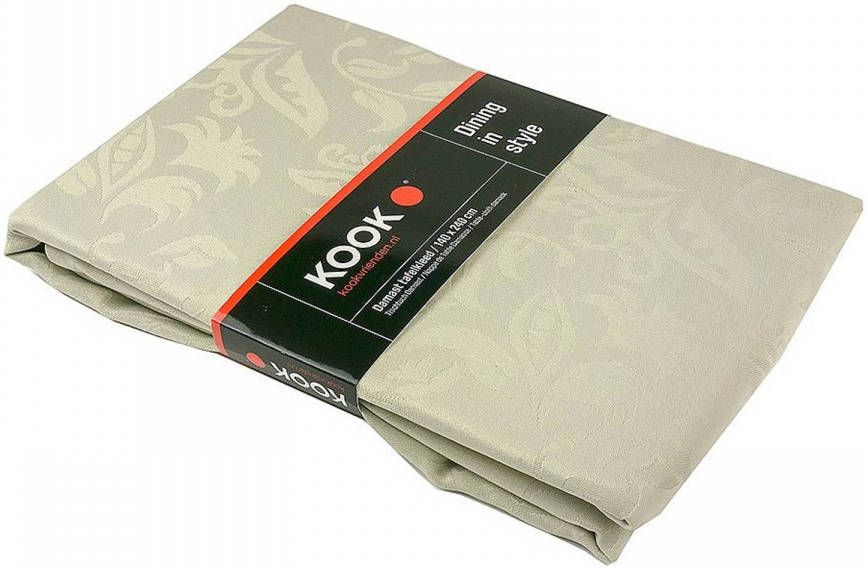 KOOK Tafelkleed 140 x 240 cm Damast Polyester Wit
