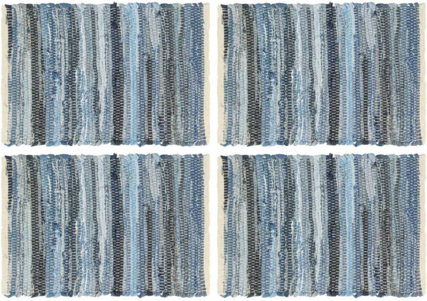 VidaXL Placemats 4 St Chindi 30x45 Cm Katoen Denimblauw