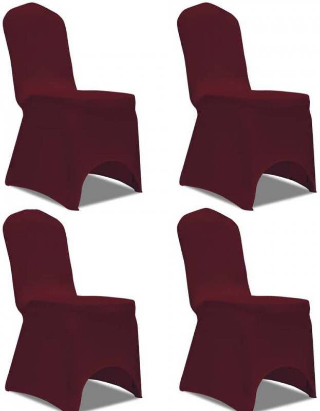 VidaXL Stoelhoes Stretch 4 Stuks Bordeaux