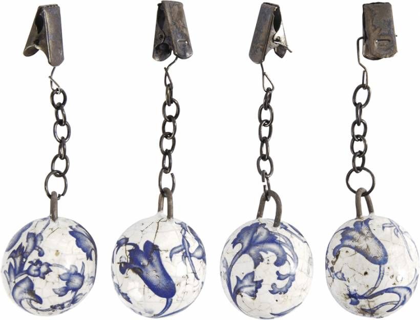 Lifestyle Tafelkleedgewichtjes Aged Ceramic Blauw 4 Stuks Per Set