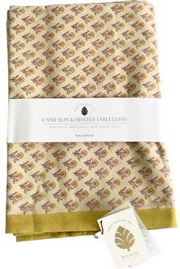 Bungalow tafelkleed Poonam Masala okergeel en lila 300 x 160 cm