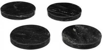 CASA DI ELTURO Marmeren Onderzetters Marble Rond Coaster Zwart 4 Stuks