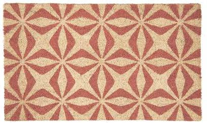 Clayre & Eef Deurmat 75x45 cm Rood Beige Kokosvezel Pvc Rechthoek