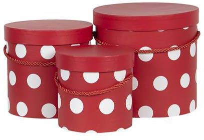 Clayre & Eef Hoedendoos Set van 3 Ø 18x17/Ø 15x15/Ø 12x12 cm Rood