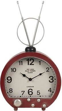 Clayre & Eef Tafelklok 26x10x47 cm Rood Metaal Rond Tafelklokken