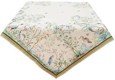 Clayre & Eef Vierkant Tafelkleed 100x100 cm Beige Groen Katoen