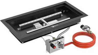 GoFire Inbouwbrander Rechthoek 56 X 28 Cm Zwart Gecoat