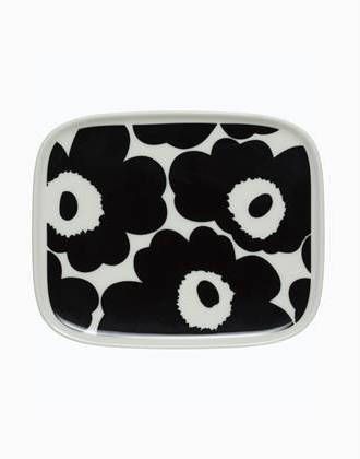 Marimekko Bordje Unikko Zwart Wit 15 x 12 centimeter, 2 stuks