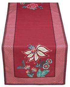Pip Studio Flower Festival Tafelloper Donkerroze 50x150cm