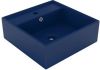 VidaXL Wastafel met overloop vierkant 41x41cm keramiek mat donkerblauw online kopen