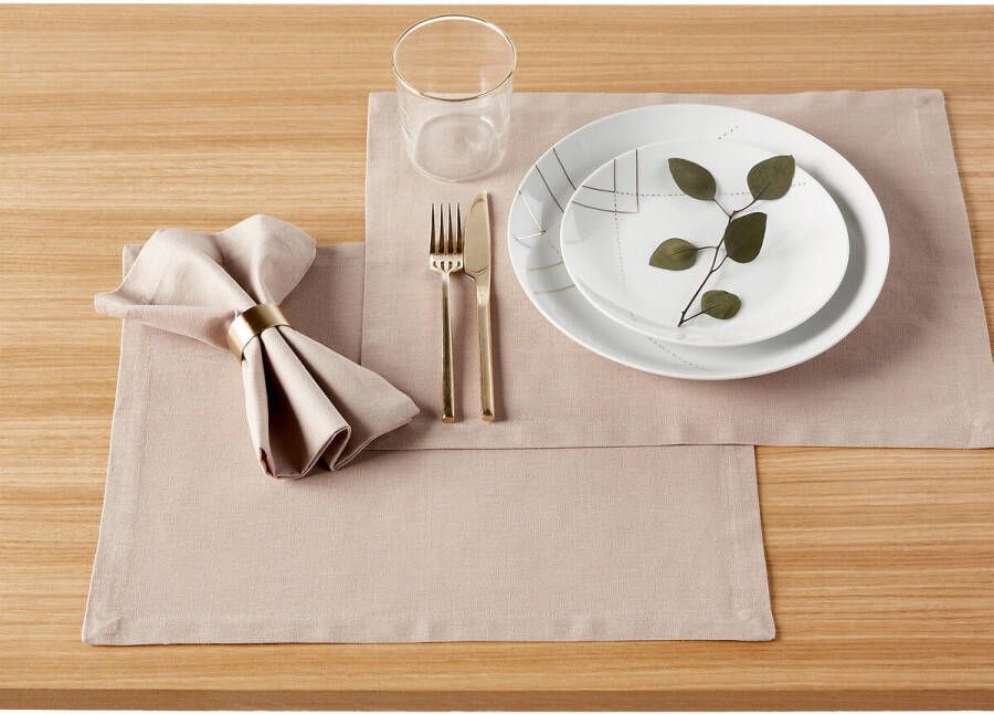 LA REDOUTE INTERIEURS Set van 4 placemats in linnen/katoen Border