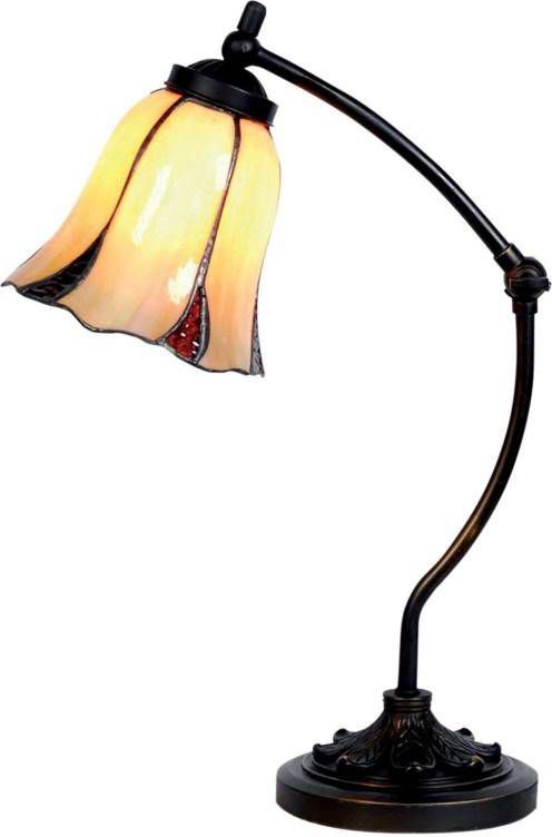 Clayre&Eef Bureaulamp Tulipania in Tiffany stijl