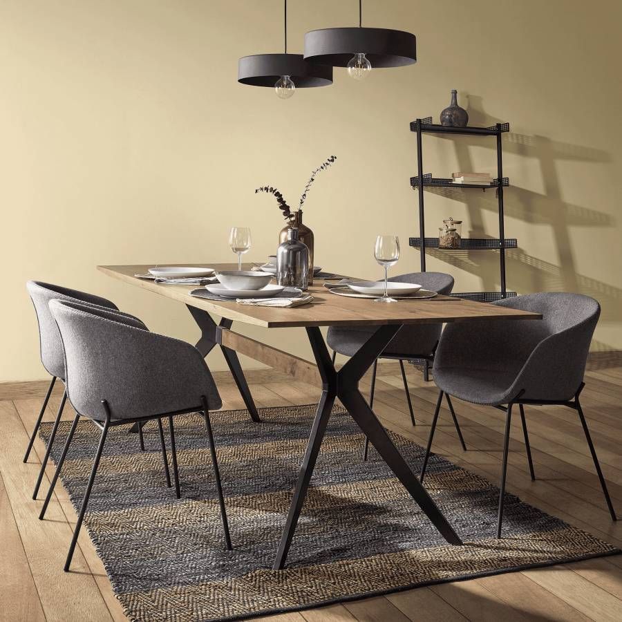 Kave Home Amethyst tafel in eikenfineer met antieke afwerking en