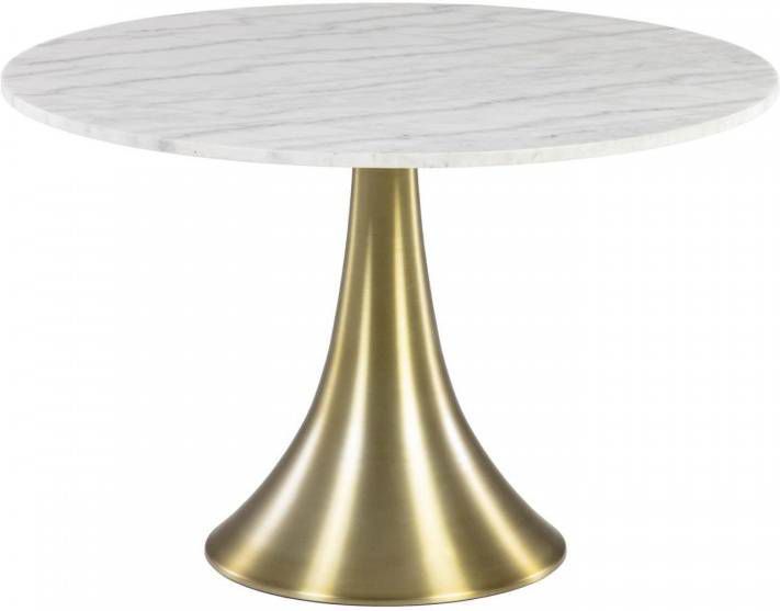 Kave Home Ronde Eettafel 'Oria' 120cm, kleur Wit/Goud