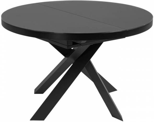 Kave Home Vashti uitschuifbare ronde glazen tafel met zwarte stalen