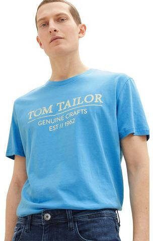 Tom Tailor Shirt met ronde hals met grote logo frontprint