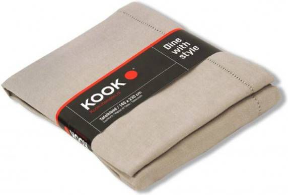 KOOK Damast Tafelkleed 140x230 Cm Gemeleerd Beige