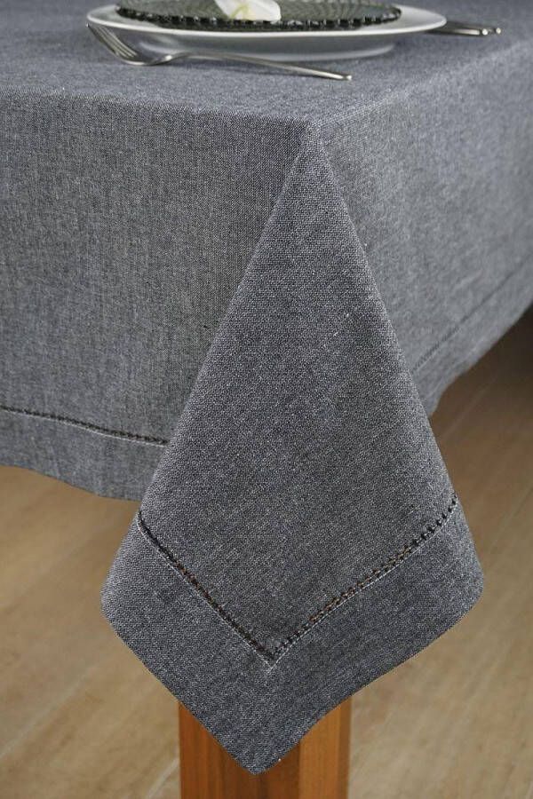 KOOK Tafelkleed gemeleerd zwart140 x 300 cm