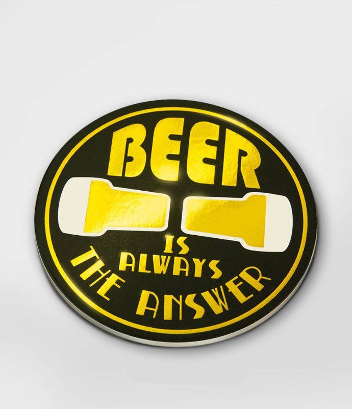 Feestbazaar Luxe Onderzetters &apos, Beer Is The Answer&apos, (6st )