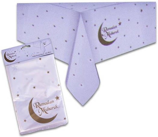 Feestbazaar Tafelkleed Ramadan Mubarak Wit/Goud(120x180cm )