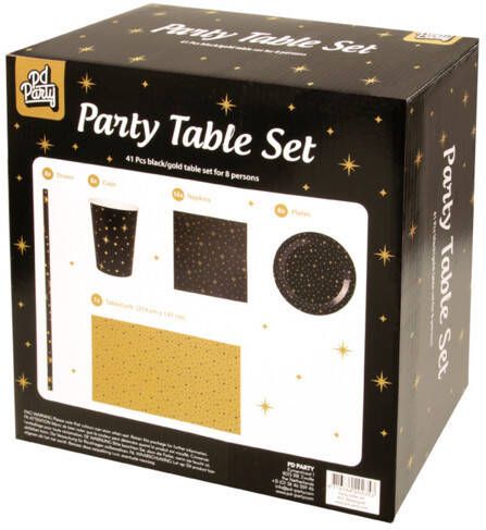 Feestbazaar Tafelgerei Decoratieset Zwart/Goud