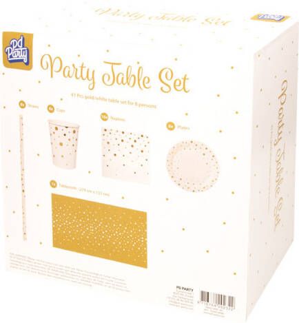 Feestbazaar Tafelgerei Decoratie Set Goud/Wit