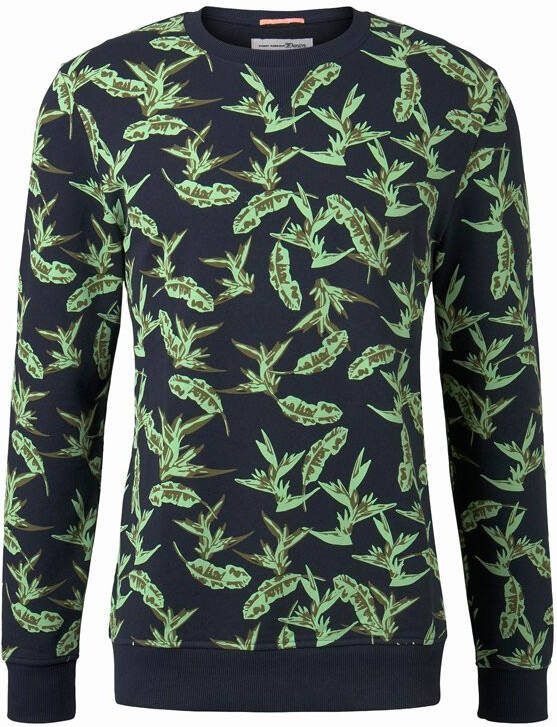 Tom Tailor sweater met all over print groen