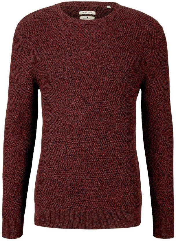 Tom Tailor gemêleerde trui chili red navy mouli