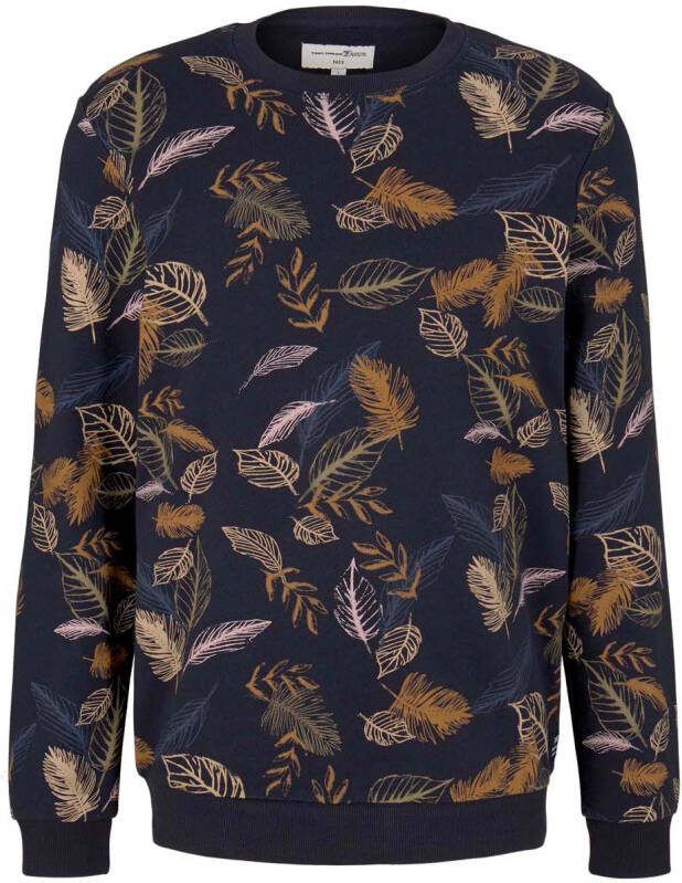 Tom Tailor Denim sweater met all over print donkerblauw
