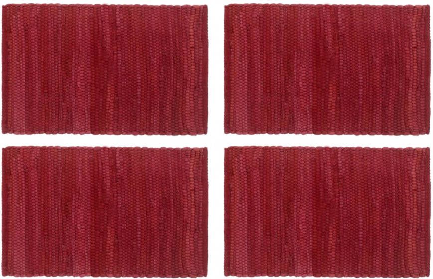 VIDAXL Placemats 4 st chindi 30x45 cm katoen bordeauxrood