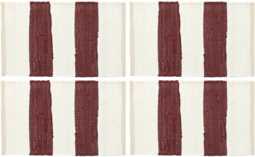 VIDAXL Placemats 4 st chindi gestreept 30x45 cm bordeauxrood en wit