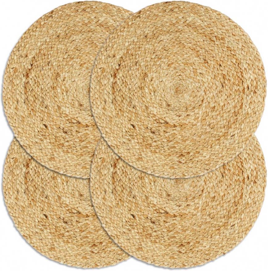 VIDAXL Placemats 4 st rond 38 cm jute natuurlijk