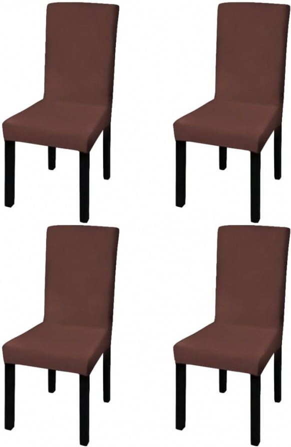 vidaXL Stoelhoes stretch recht 4 stuks bruin