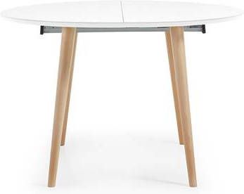 Kave Home Uitschuifbare Ronde Eettafel 'Oqui', 120 200 x 120cm, kleur Wit